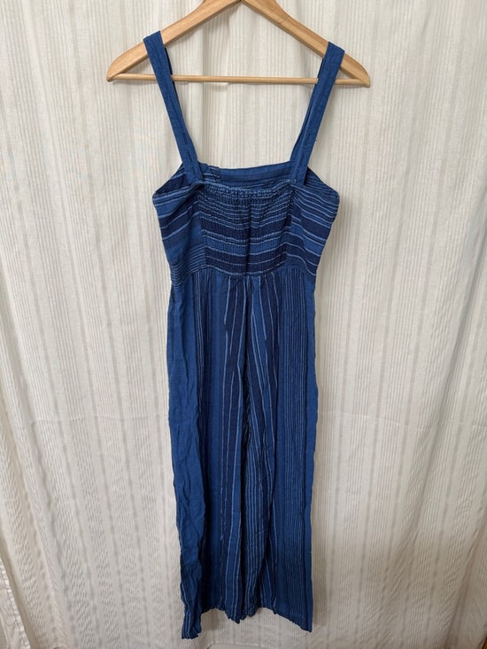 Indigo Rein Blue Stiped Smocked Adjustable Jumpsuit - Picture 2 of 8